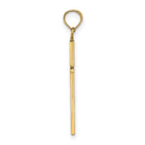 3D and Polished Stick Cross Charm Pendant in Real 14k Yellow Gold