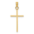 3D and Polished Stick Cross Charm Pendant in Real 14k Yellow Gold