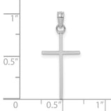 3D and Polished Stick Cross Charm Pendant in Real 14k White Gold