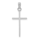 3D and Polished Stick Cross Charm Pendant in Real 14k White Gold