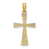 Engraved Cross with Flared Tips Charm Pendant in Real 14k Yellow Gold