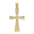 Engraved Cross with Flared Tips Charm Pendant in Real 14k Yellow Gold