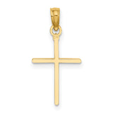 Polished Cross Charm Pendant in Real 14k Yellow Gold