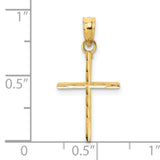 Polished Cross Charm Pendant in Real 14k Yellow Gold