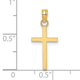 Polished Small Cross Charm Pendant in Real 14k Yellow Gold