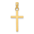 Polished Small Cross Charm Pendant in Real 14k Yellow Gold