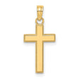 Polished Block Style Beaded Edge Cross Charm Pendant in Real 14k Yellow Gold