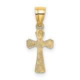 Mini Cross Charm Pendant in Real 14k Yellow Gold