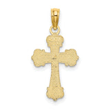 Cross Scroll Tips and Button Center Charm Pendant in Real 14k Yellow Gold