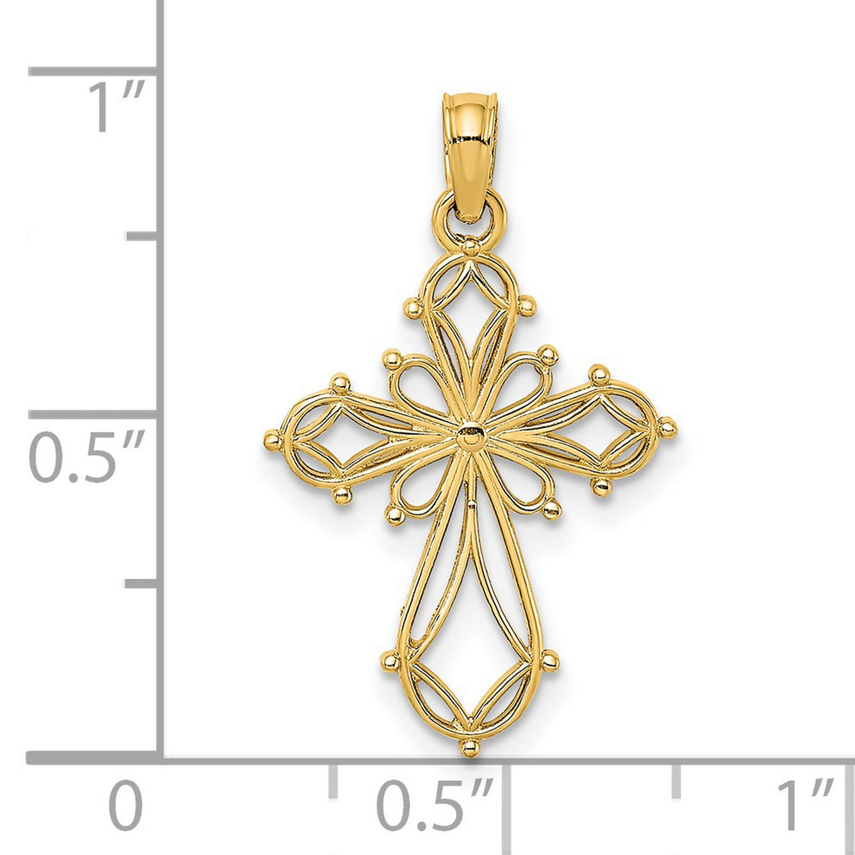 Cut-Out Fancy Cross Charm Pendant in Real 14k Yellow Gold