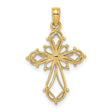 Cut-Out Fancy Cross Charm Pendant in Real 14k Yellow Gold