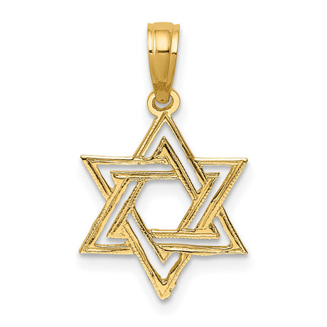 Polished Star Of David Charm Pendant in Real 14k Yellow Gold