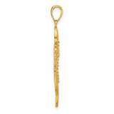 14k Yellow Gold Cross Pendant with Beaded Cutout Design for Men and Women