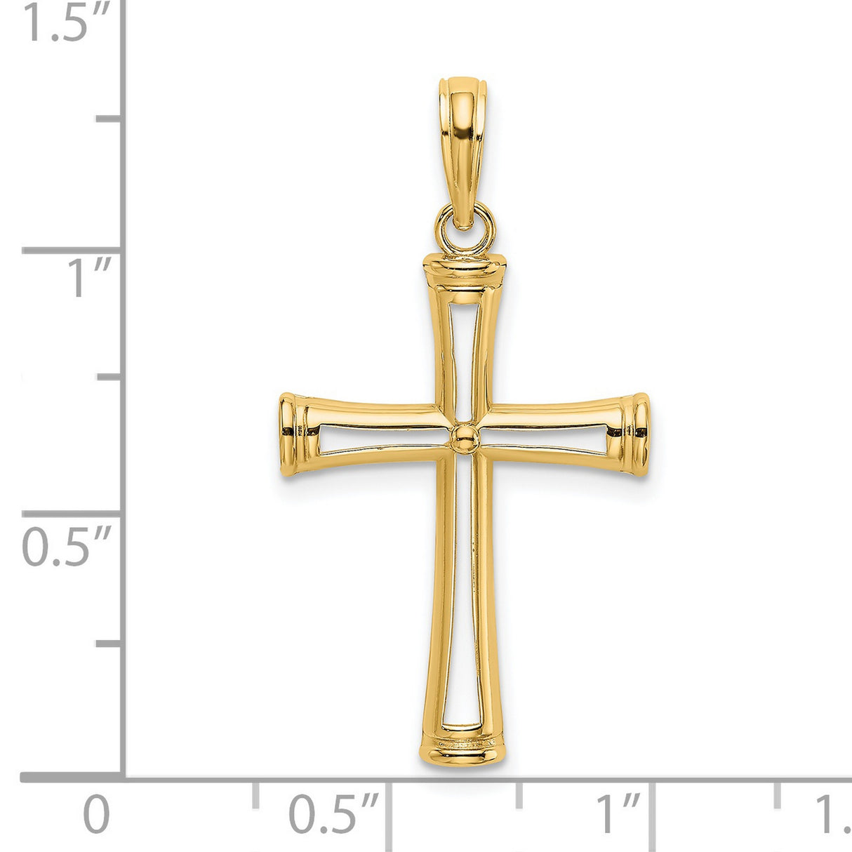 14k Yellow Gold Cross Pendant with Hollow Cut-Out Design for Men and Women