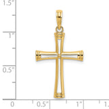14k Yellow Gold Cross Pendant with Hollow Cut-Out Design for Men and Women
