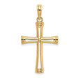14k Yellow Gold Cross Pendant with Hollow Cut-Out Design for Men and Women