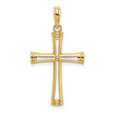 14k Yellow Gold Cross Pendant with Hollow Cut-Out Design for Men and Women