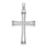 14k White Gold Cut-Out Cross Pendant, Polished Finish, Modern Religious Jewelry for Men and Women