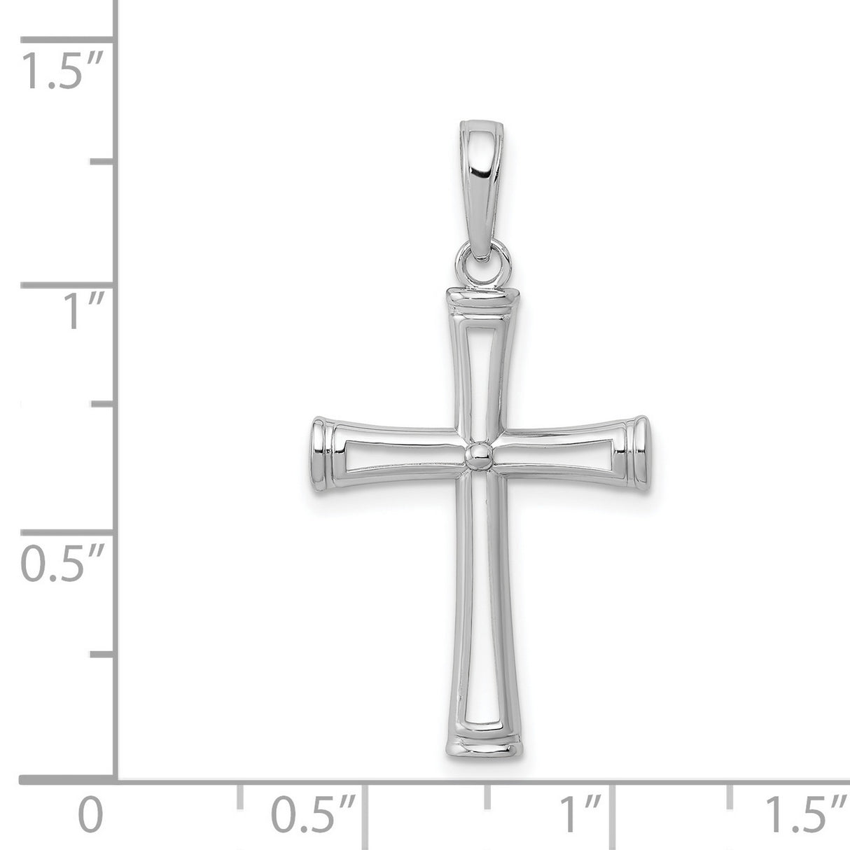 14k White Gold Cut-Out Cross Pendant, Polished Finish, Modern Religious Jewelry for Men and Women