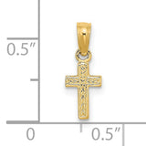 Polished and Engraved Mini Cross Charm Pendant in Real 14k Yellow Gold