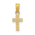 Polished and Engraved Mini Cross Charm Pendant in Real 14k Yellow Gold