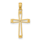 Cut-out Cross Charm Pendant in Real 14k Yellow Gold