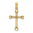 Polished Beveled Cut-out Cross Charm Pendant in Real 14k Yellow Gold