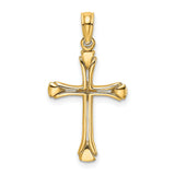 Polished Beveled Cut-out Cross Charm Pendant in Real 14k Yellow Gold