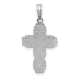 14k White Gold Cross Pendant, Textured Filigree Design, Vintage Inspired Faith Jewelry