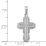 14k White Gold Cross Pendant, Textured Filigree Design, Vintage Inspired Faith Jewelry