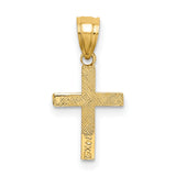 Polished Star Pattern Mini Cross Charm Pendant in Real 14k Yellow Gold