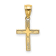 Polished Star Pattern Mini Cross Charm Pendant in Real 14k Yellow Gold