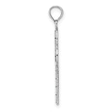 14k White Gold Geometric Cross Pendant with Cathedral Design and Milgrain Detail