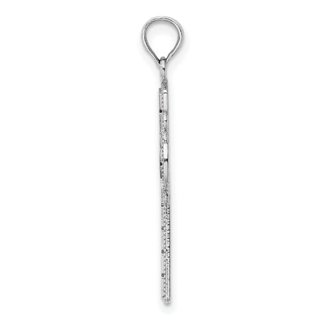 14k White Gold Geometric Cross Pendant with Cathedral Design and Milgrain Detail