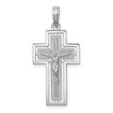 14k White Gold Crucifix Pendant with Classic Christ Design, Religious Symbol of Faith