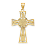 Cut-Out Crucifix Center Circle Charm Pendant in Real 14k Yellow Gold