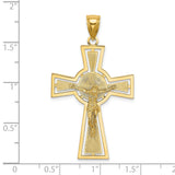 Cut-Out Crucifix Center Circle Charm Pendant in Real 14k Yellow Gold