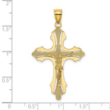 Textured Cut-Out Crucifix with Budded Tips Charm Pendant in Real 14k Yellow Gold