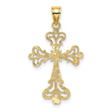 Polished Fancy Cross Charm Pendant in Real 14k Yellow Gold