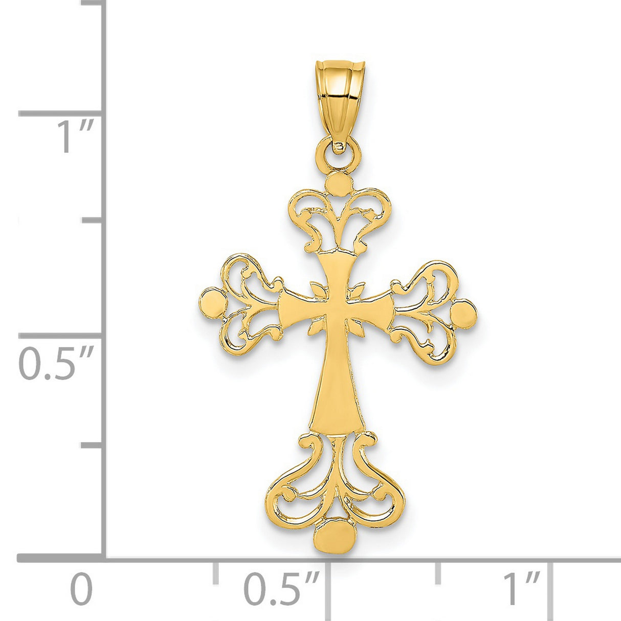 Polished Fancy Cross Charm Pendant in Real 14k Yellow Gold