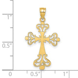 Polished Fancy Cross Charm Pendant in Real 14k Yellow Gold