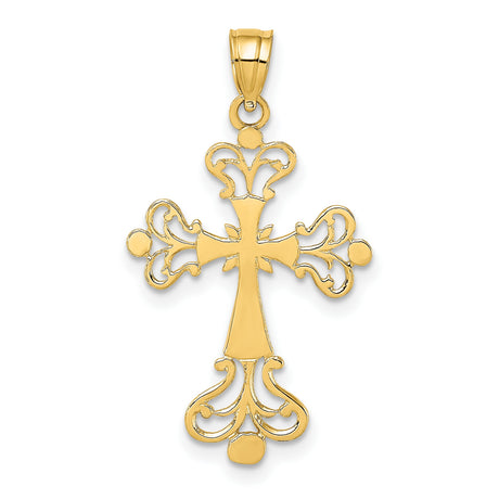 Polished Fancy Cross Charm Pendant in Real 14k Yellow Gold