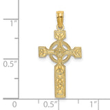 14k Yellow Gold Celtic Cross Pendant with Trinity Knot Symbol Religious Jewelry