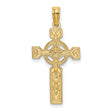 14k Yellow Gold Celtic Cross Pendant with Trinity Knot Symbol Religious Jewelry
