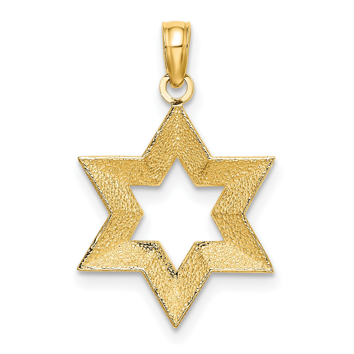 Textured Star Of David Charm Pendant in Real 14k Yellow Gold