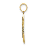 Polished and Textured Cross Charm Pendant in Real 14k Yellow Gold