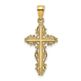 Cross Lace Trim Charm Pendant in Real 14k Yellow Gold