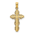 Stick Cross Lace Trim Charm Pendant in Real 14k Yellow Gold