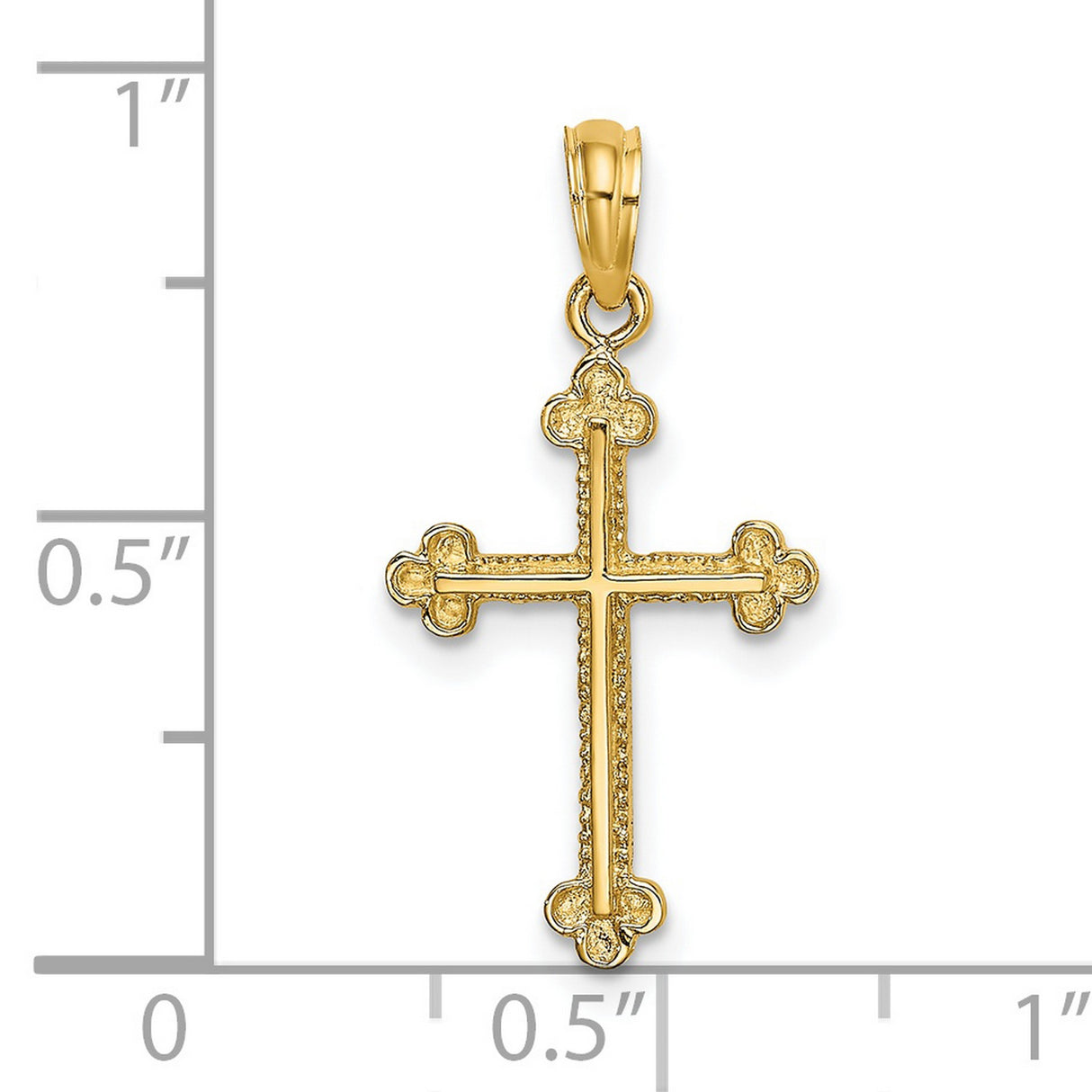 Cross Spade Tip Edges Charm Pendant in Real 14k Yellow Gold