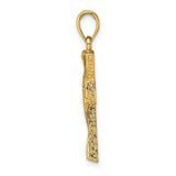 14k Yellow Gold Cross Pendant with Polished Finish, Milgrain Edging, and Openwork Design
